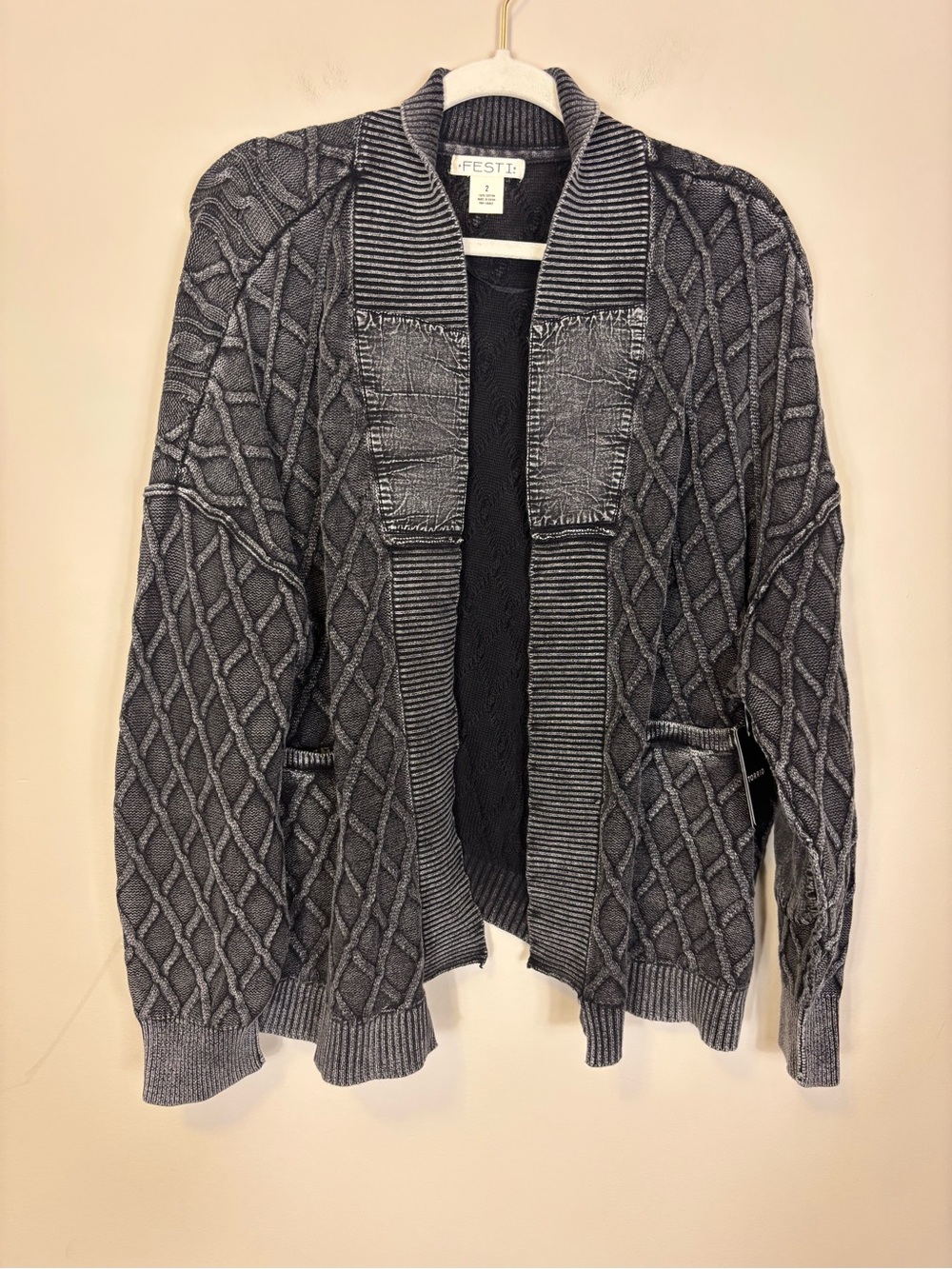 New Torrid Festi Charcoal Gray Cable Knit Open-Front Cardigan 2X